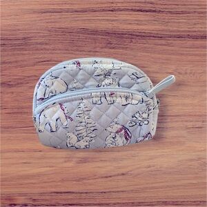 VERA BRADLEY Quilted Gray Polar Bear Cosmetic Bag